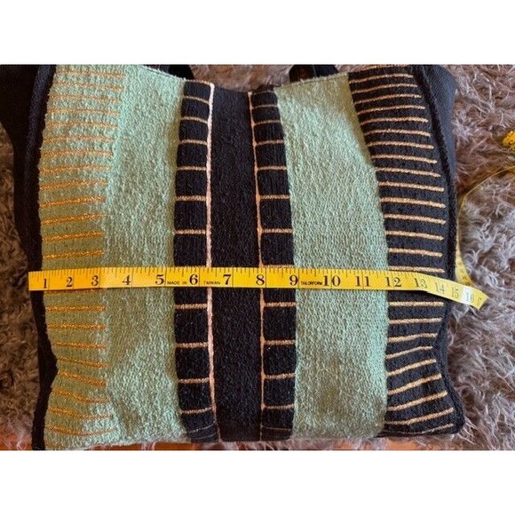 America and Beyond Embellished Tote Tassel Green And Black Beach Travel EUC - Picture 8 of 16